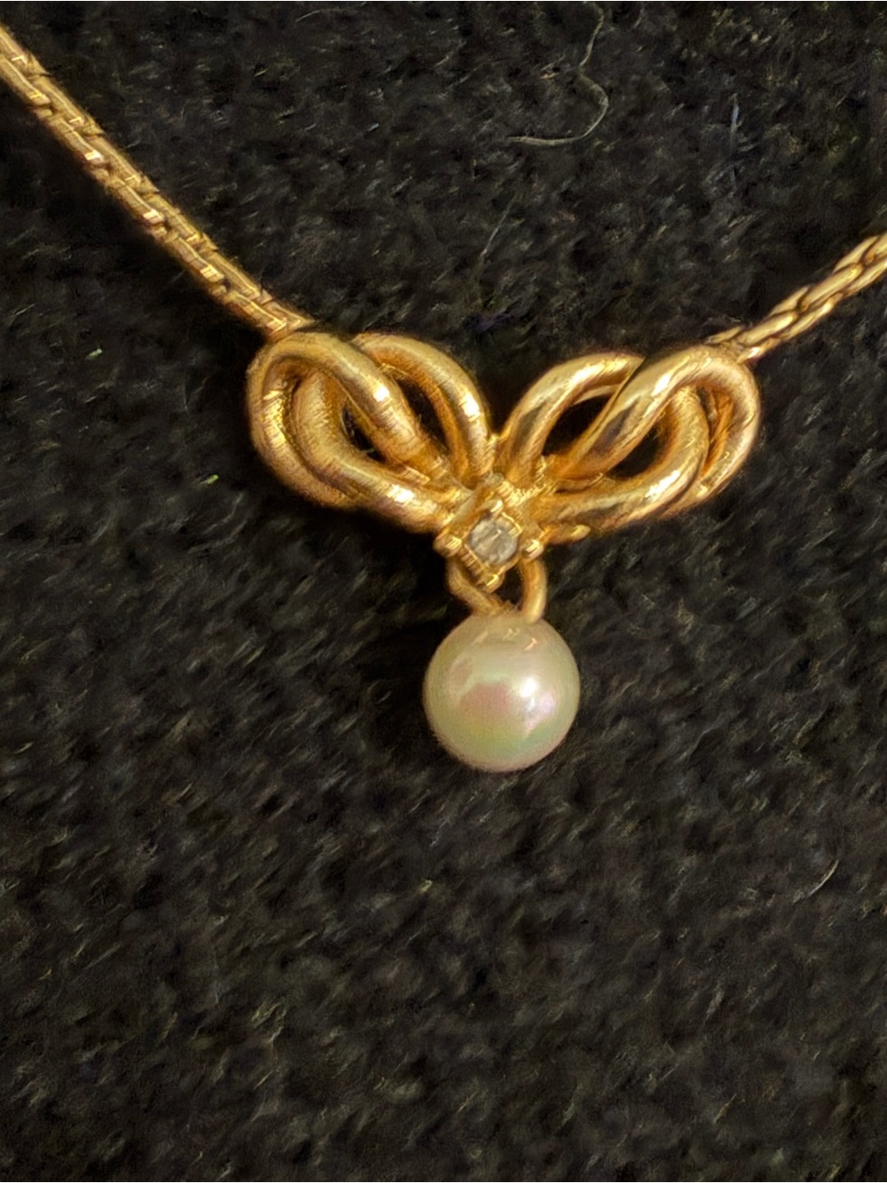 Dior Gold Knot Necklace with Pearl Drop